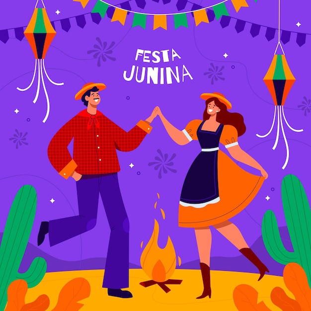 Organic flat festa junina illustration