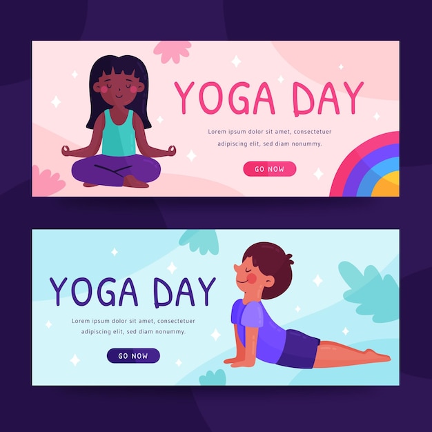 Organic flat international day of yoga banner template