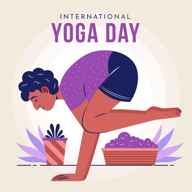 Organic flat international day of yoga illustration