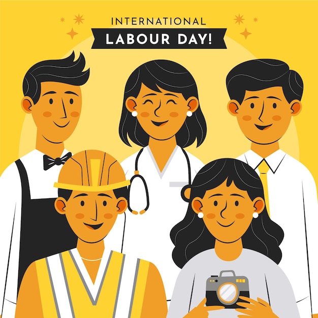 Organic flat labour day illustration