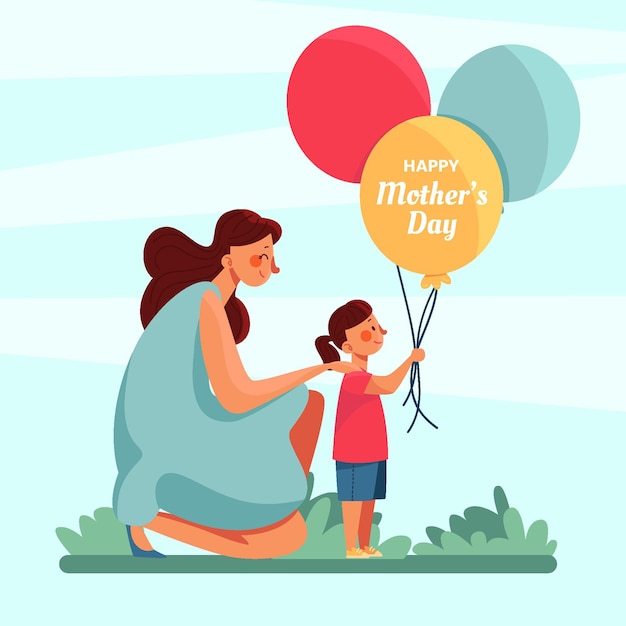 Organic flat mother's day illustration