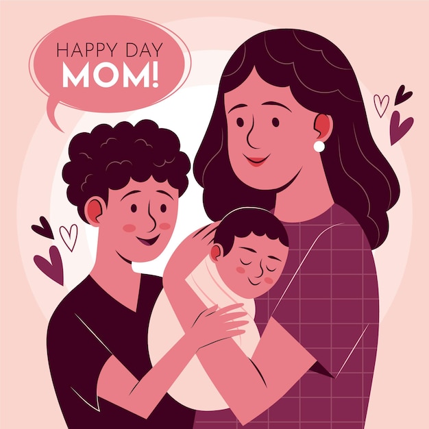 Organic flat mother's day illustration