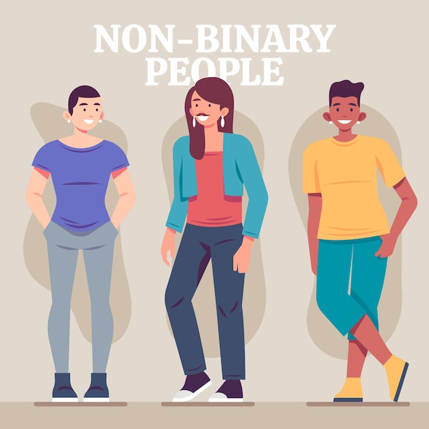 Vector organic flat non-binary people illustration