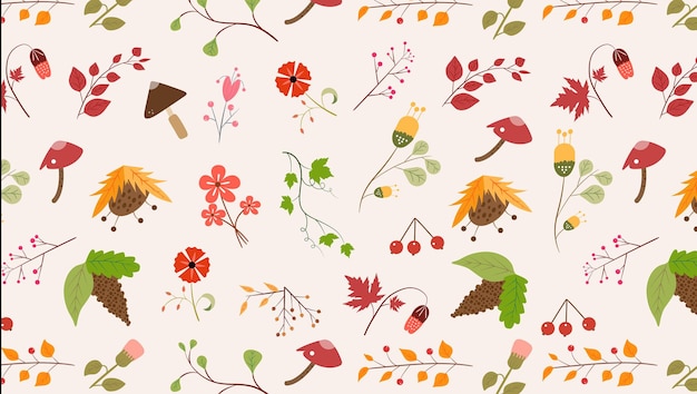 Organic flat pressed flowers pattern