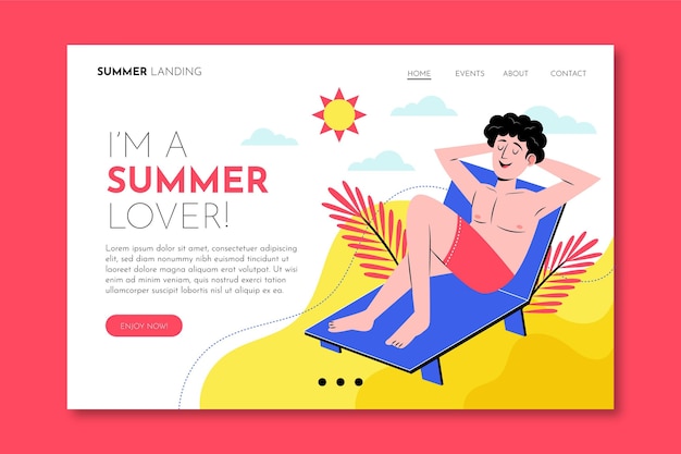 Organic flat summer landing page template