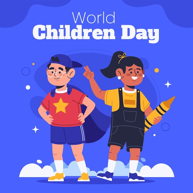 Organic flat world children's day illustration