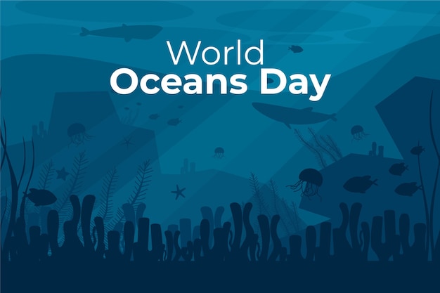 Organic flat world oceans day illustration