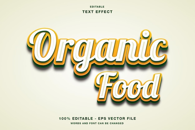 Organic Food 3d editable text effect