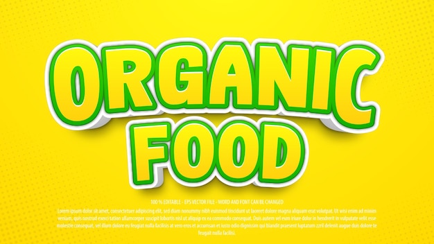 Organic food 3d style editable text effect