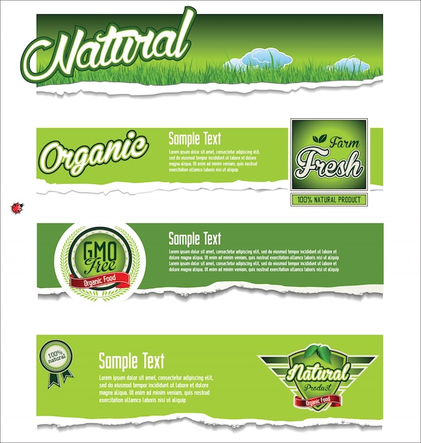 Organic food banners collection