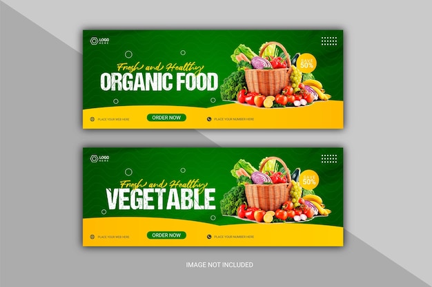 Organic food concept banner template Healthy vegetable social media post banner design