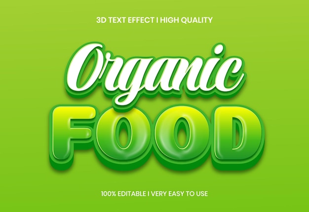 Organic Food Editable 3d Bold Text Style Effect Mockup Template