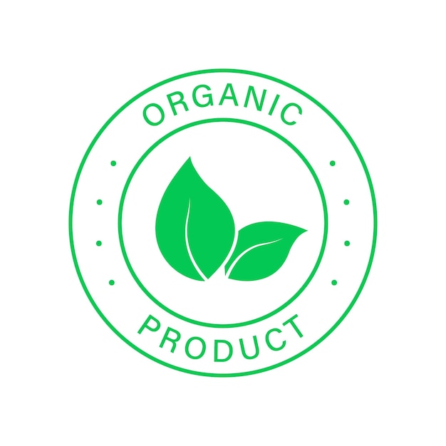 Organic Food Label Bio Healthy Eco Food Line Sign 100 Percent Organic Green Icon Natural Product