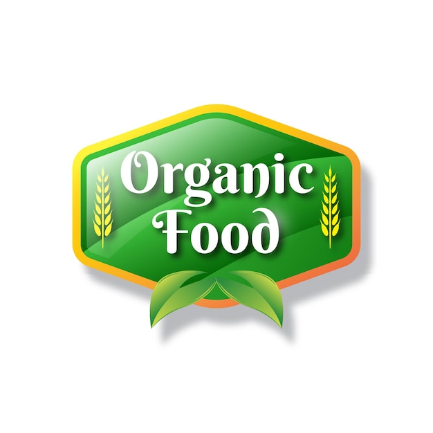 Organic food label logo design template