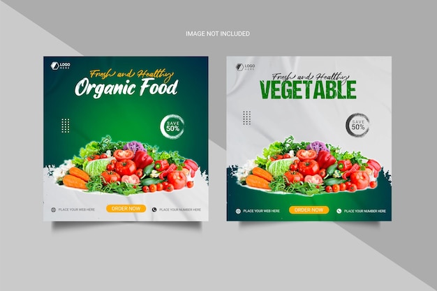 Organic food social media banner post template