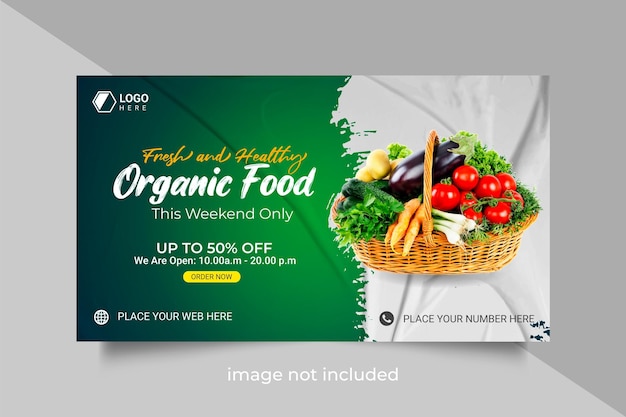 Organic food web banner social media banner post template