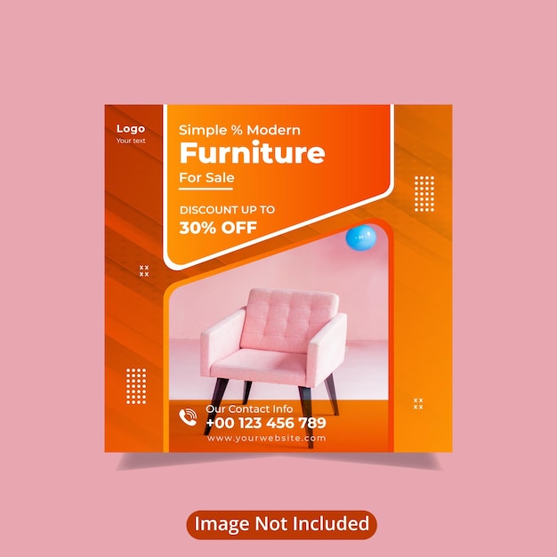 Organic furniture sale social media design instagram template