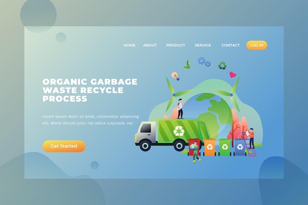 Organic Garbage Waste Recycle Process - Vector Landing Page