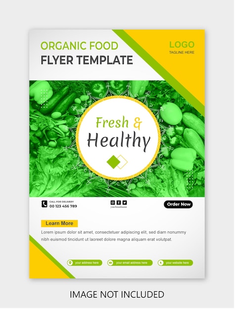 Organic healthy food flyer template design