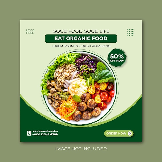 Organic and Healthy food sale social media post design