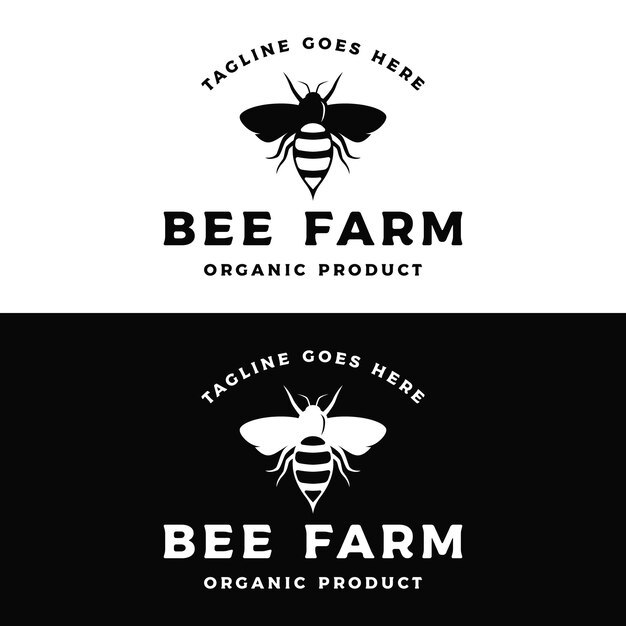 Vector organic honey bee retro logologo for honey shop labelbusiness