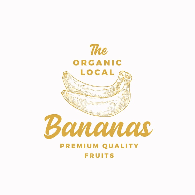 Organic Local Bananas Abstract  Sign, Symbol or Logo Template