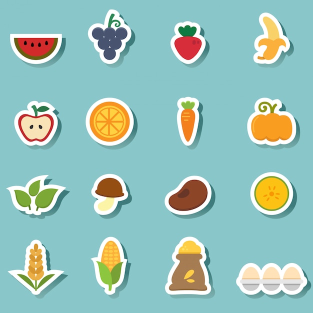 Organic natural food icons