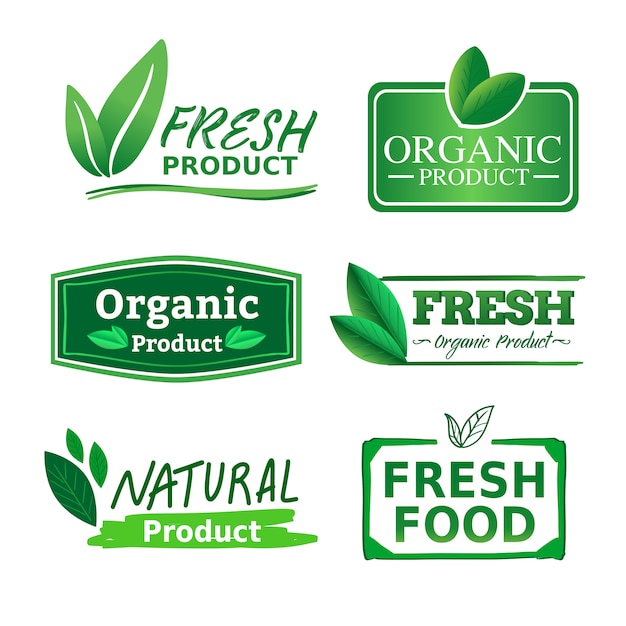 Organic natural and fresh business logo sticker product with green natural color theme.