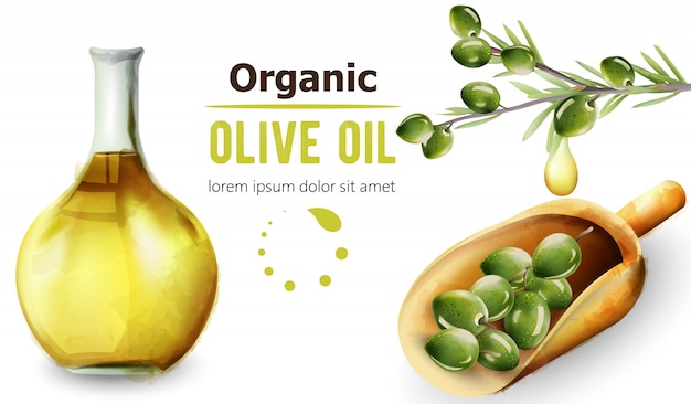 Organic olive oil in bottle