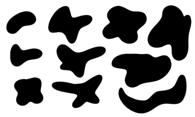 Organic random Abstract  spot. Organic irregular shapes, stone or black blobs. Abstract pebble