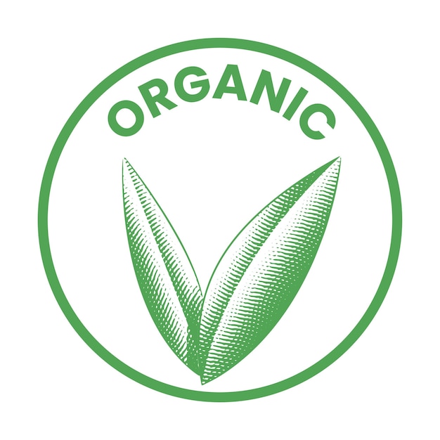 Organic Round Icon with Engraved Green Leaves Icon 1