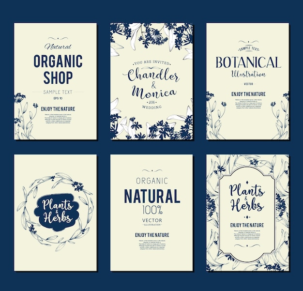 Vector organic shop flyer collection