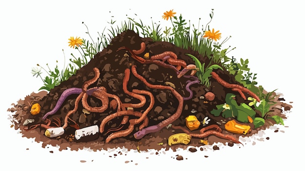 Vector organic soil heap for compost garden recycling