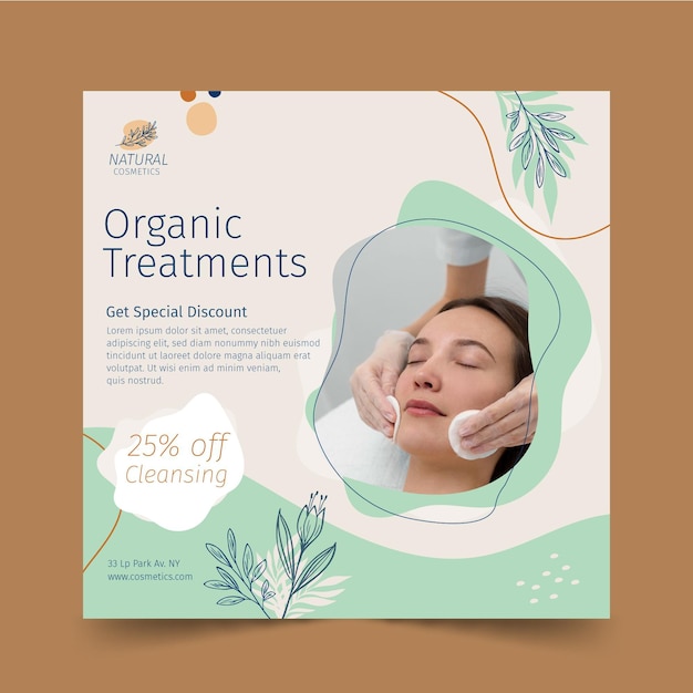 Organic treatments squared flyer template