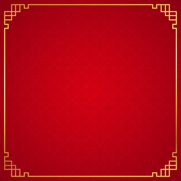 Oriental chinese border ornament on red background