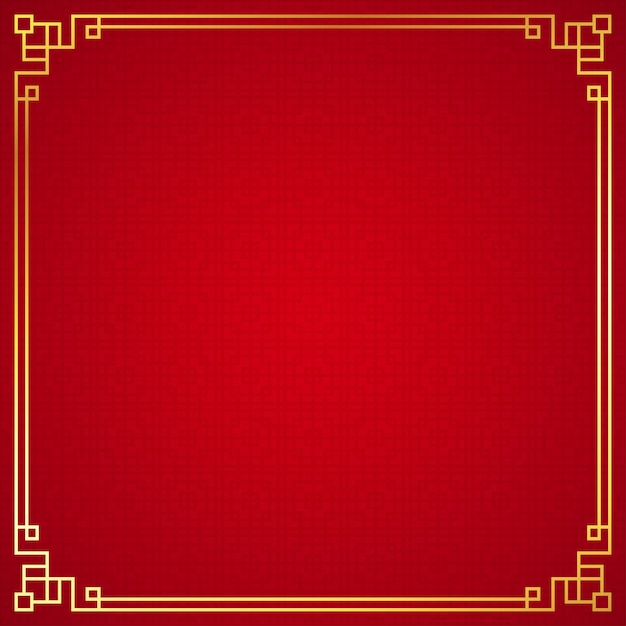 Oriental chinese border ornament on red background