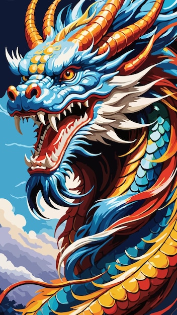 An oriental chinese dragon cartoon drawing artwork vector