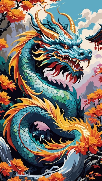 Vector an oriental chinese dragon cartoon drawing artwork vector