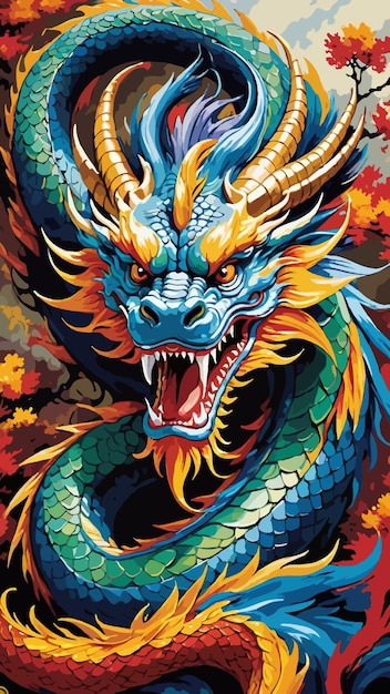 An oriental chinese dragon cartoon drawing artwork vector