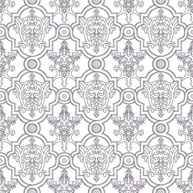 Oriental Filigree Ornamental Motifs Seamless Pattern