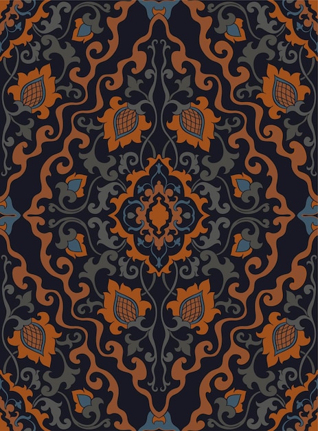 Oriental floral ornament Medieval template for carpet shawl textile wallpaper