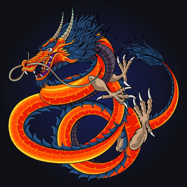 Oriental Japanese style dragon illustration