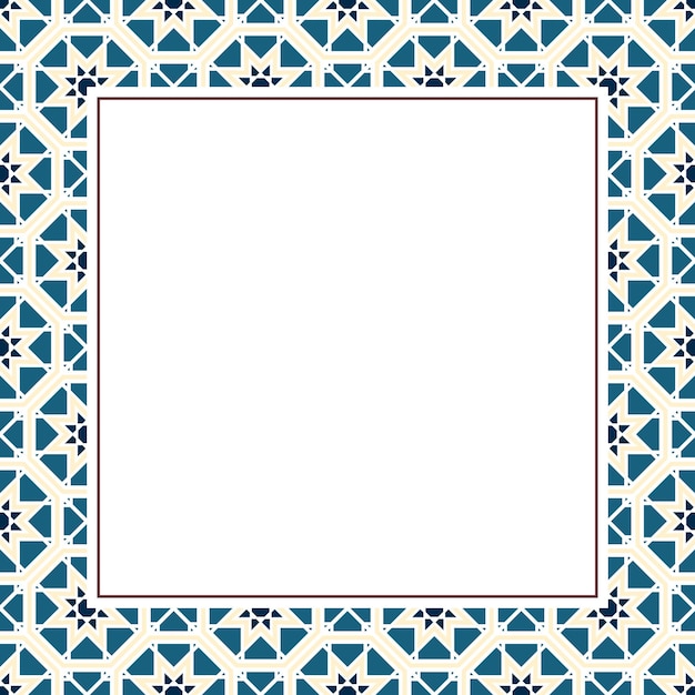 Oriental ornamental mosaic. Arabic design for page decoration. Vector frame of asian mosaic border