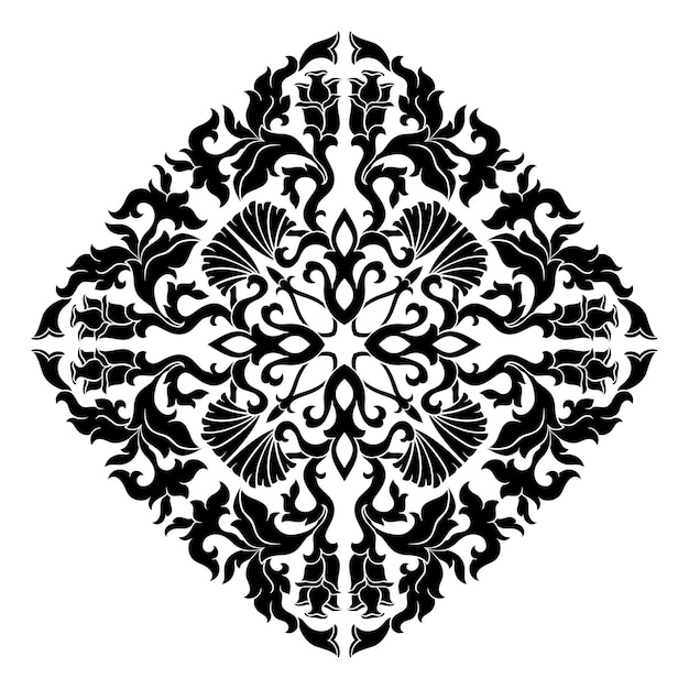 Oriental simple ornament Black template for tile wallpaper and any surfaces