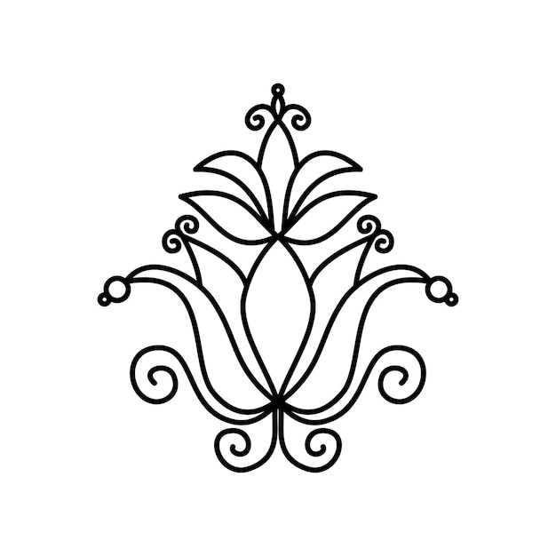 Oriental style flower symmetric element