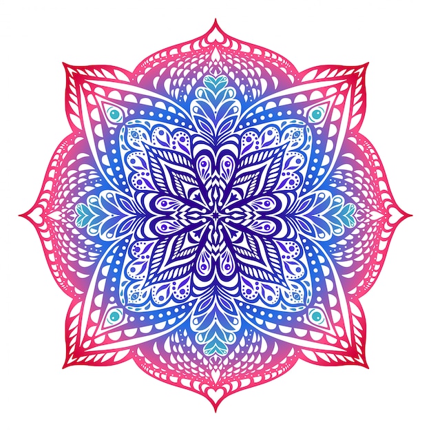 Oriental style mandala. Red-violet gamma. Gradient fill