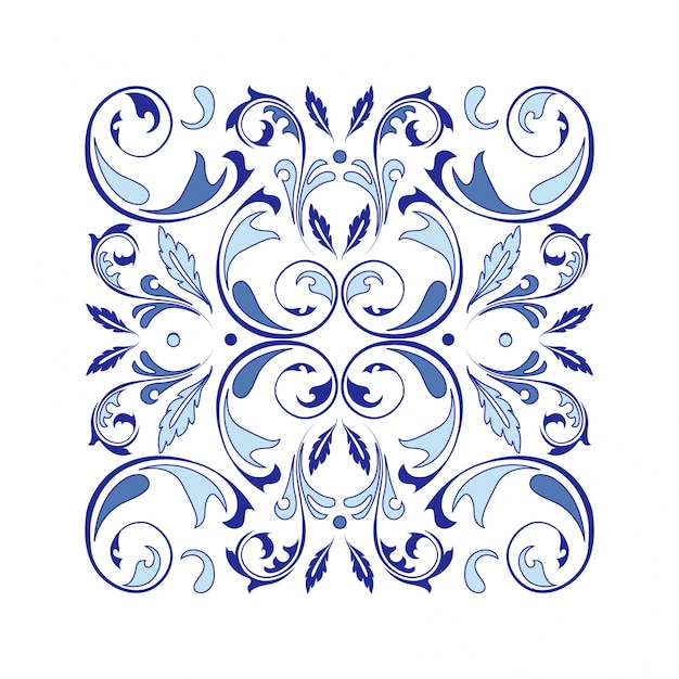 Oriental vector square ornament with arabesques elements