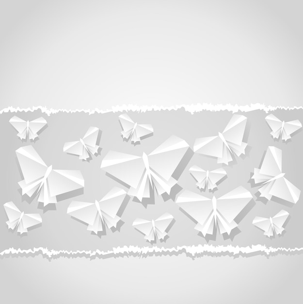 Vector origami background paper is transformed to butterflies