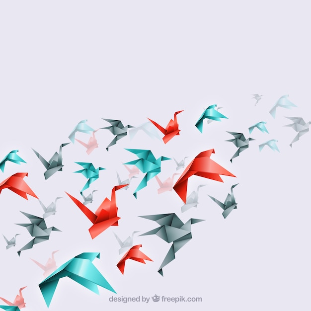 Vector origami birds background