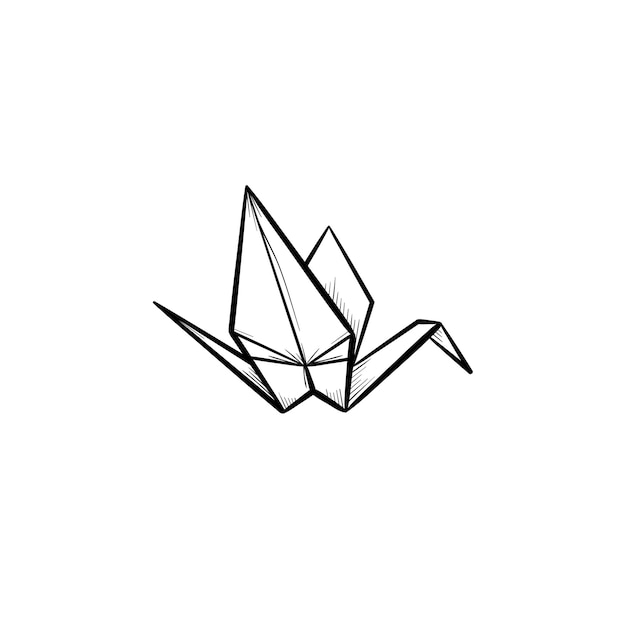 Origami crane hand drawn outline doodle icon. Crane origami vector sketch illustration for print, web, mobile and infographics isolated on white background.